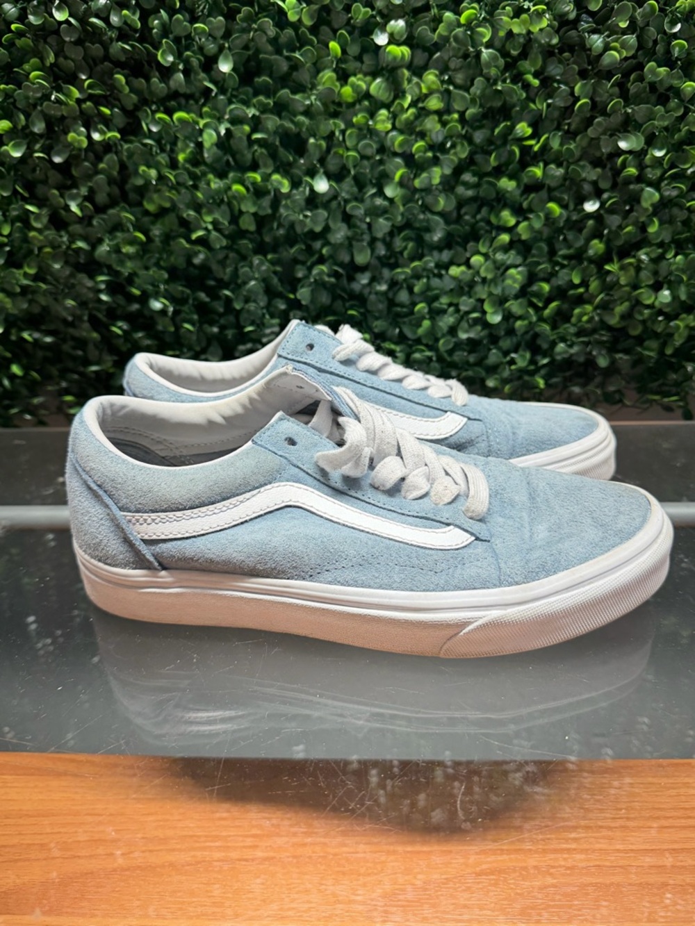 Vans Light Blue Suede Low-Top Sneakers with White Stripe